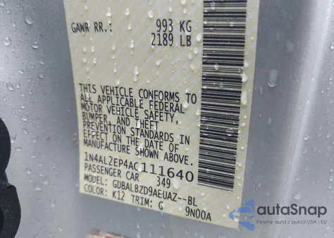 2010 Nissan Altima 2.5 S from USA, damaged, VIN 1N4AL2EP4AC111640